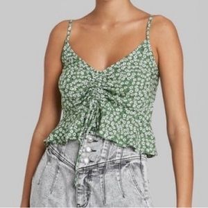 Cropped cinched front peplum tank, size XXL